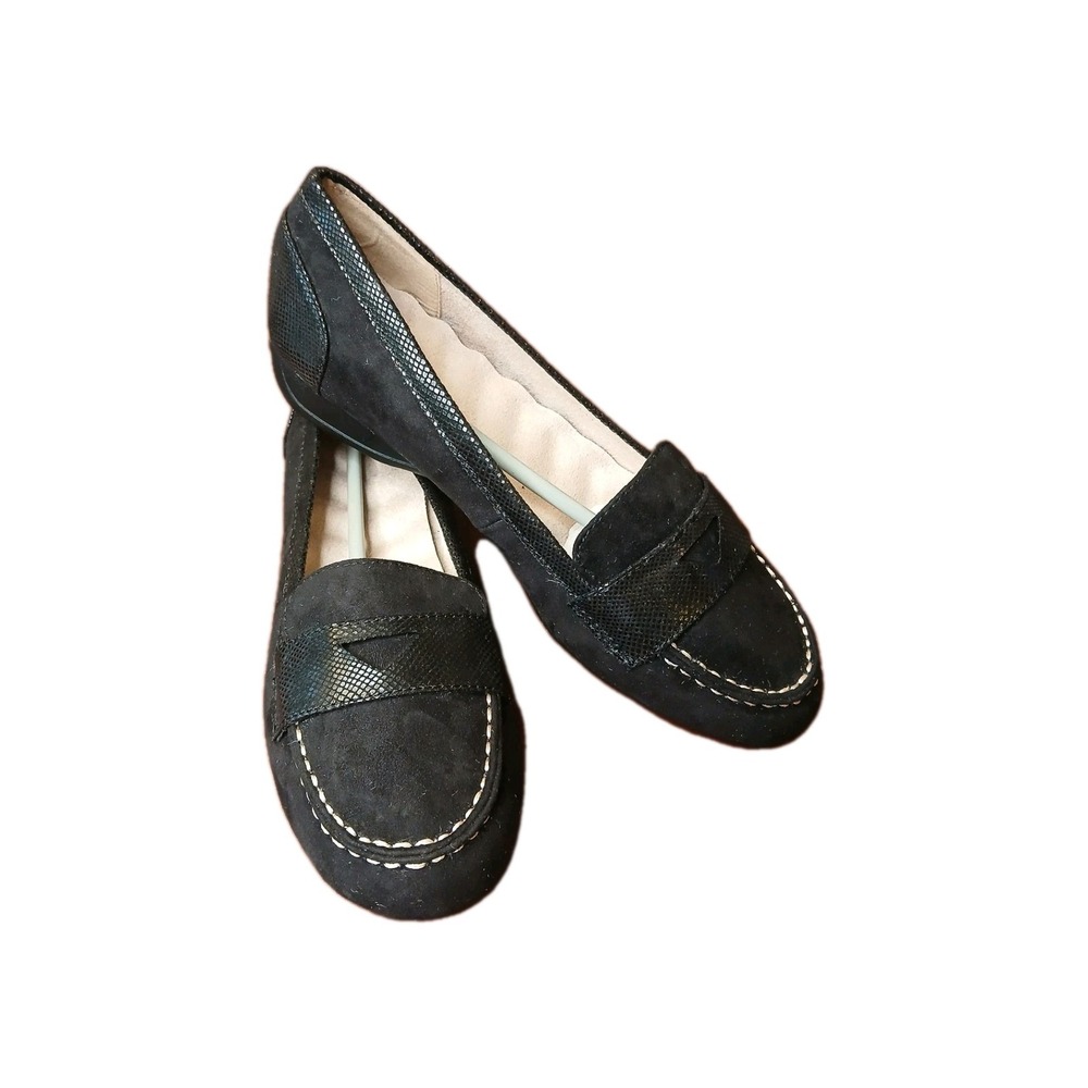 Womens Black Suede Sherpa Slip On Loafers Driving Shoes Size 8 NEW #1171 - Picture 2 of 11